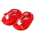 thumbnail image 2 of Baby Shoes Size 0-3 Months Soft Pearl Floral Princess Flats Comfort Lightweight Elastic First Birthday Red Sneakers, 2 of 4