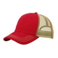 thumbnail image 1 of Washed Cotton Twill Adjustable Trucker Cap - Red/Khaki, 1 of 1