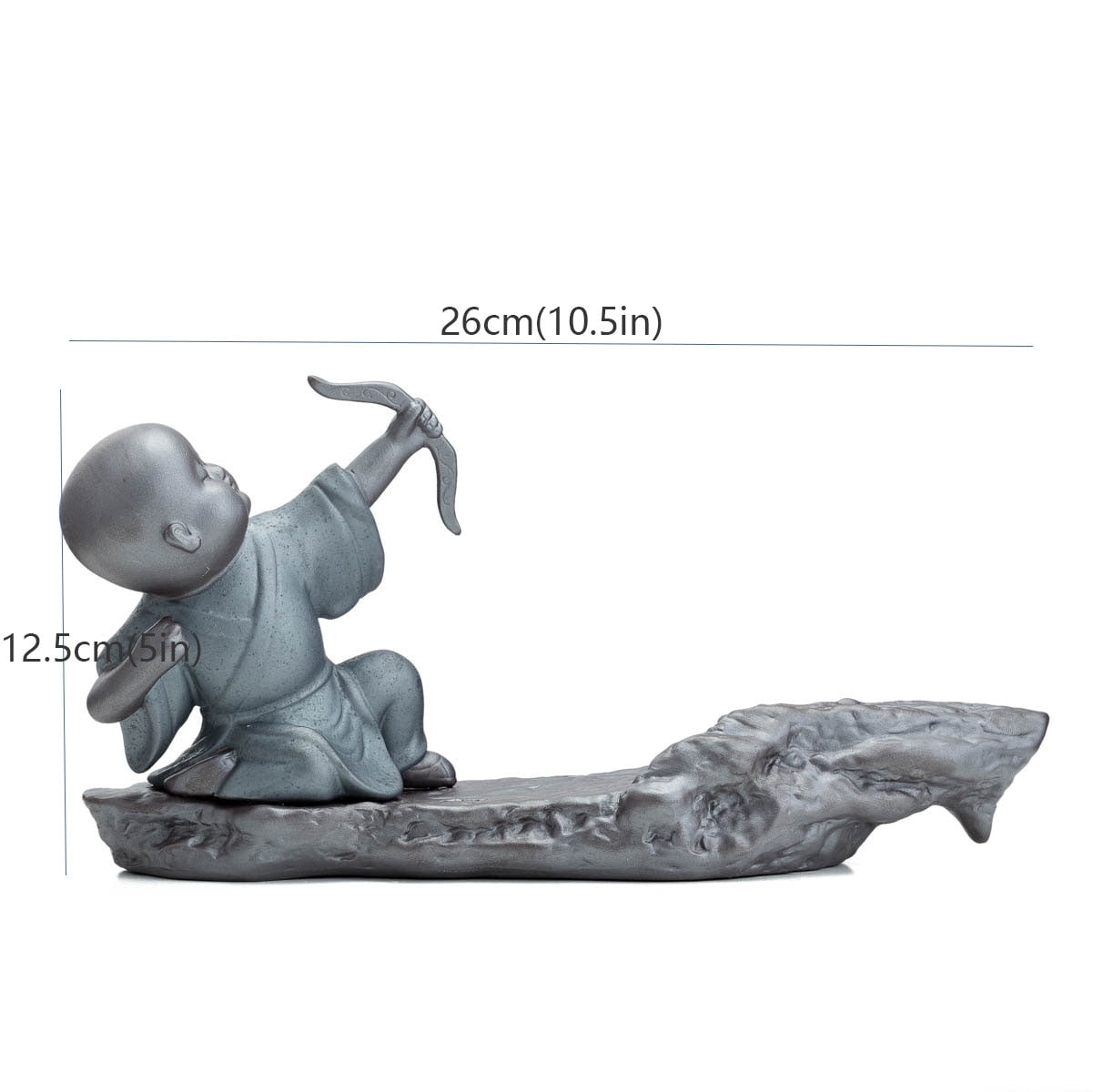 TJ Global Ceramic Monk with Bow and Arrow Incense Burner for Incense Stick and Cone Holder, Ash Catcher Tray