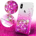 thumbnail image 2 of Compatible for Apple iPhone Xs Case, iPhone X Case, with [Temper Glass Screen Protector] SOGA Diamond Glitter Liquid Quicksand Cover Cute Girl Women Phone Case [Clear/Pink], 2 of 5