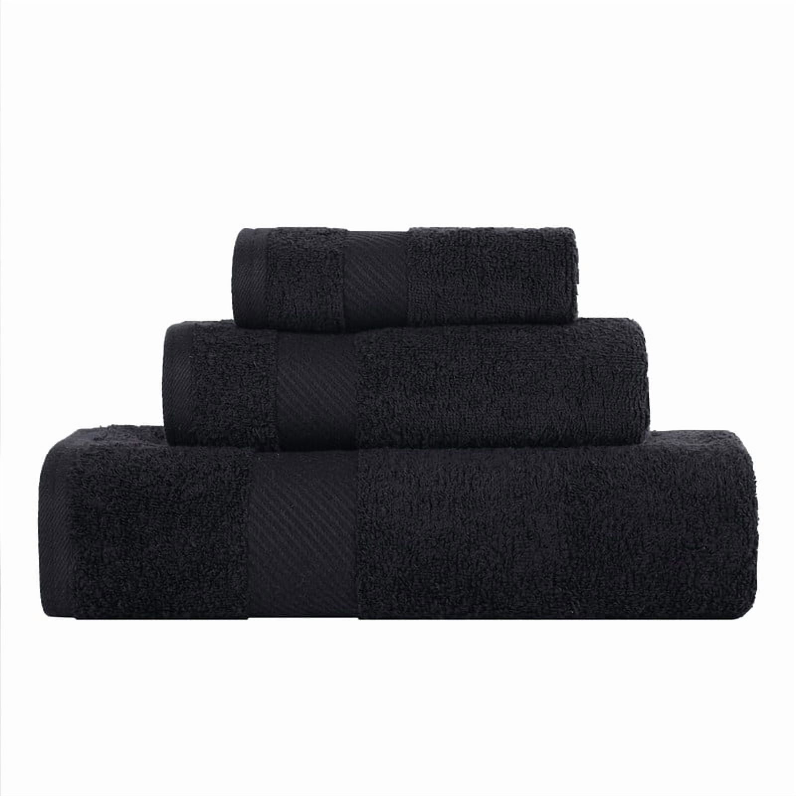 Superior Kendell Egyptian Cotton 3-Piece Towels Set, Black