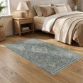 thumbnail image 2 of ODIKA 5'x7' Washable Area Rug Allover Vintage Scroll Border Boho Center Bordered Distressed Flowing Dynamic for Dining Room, Under Table, Home Office, Non-Slip Chair-Friendly, 2 of 7