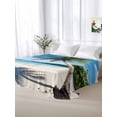 thumbnail image 5 of Coastal Tropical Full Size Flat Sheet, Wrinkleproof & Fadeproof Cooling Flat Bed Sheet Only, Blue Sky Coconut Tree Summer Beach Breathable Soft Bedding Top Sheets 81 x 96 Inches, 5 of 8