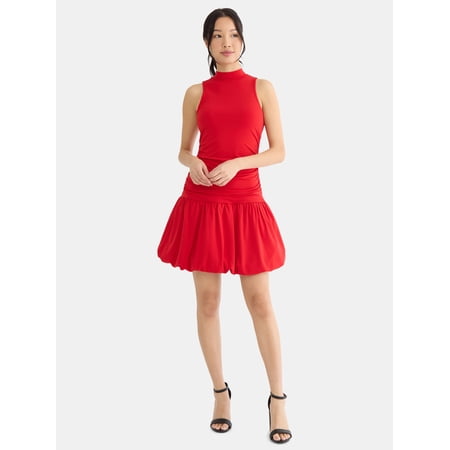 Madden NYC Women's Mock Neck Bubble Dress