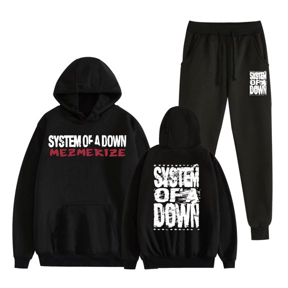 KJCEWSTX Band Artwork Rock Band System of A Down two-piece Hoodie Iconic Cozy Pullover for Rock Fans