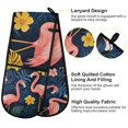 thumbnail image 2 of Yayeee Double Oven Mitt Kitchen Heat Resistant Baking 35" x7" Quilted Glove, Floral Flamingo, 2 of 6