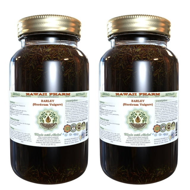 Barley (Hordeum Vulgare) Glycerite, Organic Dried Grass Alcohol-Free Liquid Extract, Mai Ya, Glycerite Herbal Supplement 2x32 oz