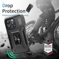 thumbnail image 4 of Military-grade Anti-fall and Anti-slip Camera Lens Slide Out Phone Case For iPhone 16 15 14 13 12 Pro Max Hardware Rotary Stand Blue For iPhone 12 ProMax, 4 of 6