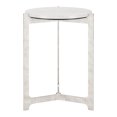 thumbnail image 4 of HomeRoots 576794 25 in. White & Silver Marble & Aluminum Round Cross Legs End Table, 4 of 5