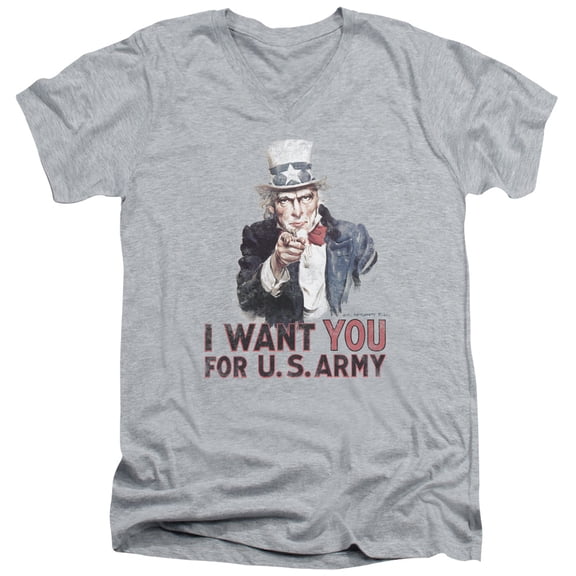 Army I Want You S/S Adult V-Neck T-Shirt 30/1 T-Shirt Athletic Heather