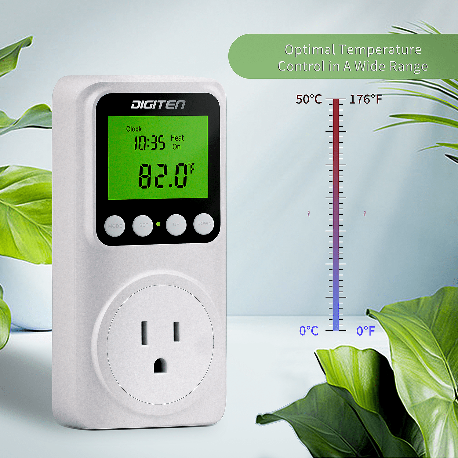 DIGITEN Temperature Controller Day/Night Temperature Controlled Outlet Reptile Thermostat Timer Greenhouse Thermostat with Timer Heat Mat Thermostat Outlet Heating Cooling Temp Control for Homebrewing