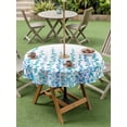 thumbnail image 4 of Outdoor Tablecloths with Umbrella Hole & Zipper, Blue Round Tablecloth 54 Inch, Polka Dots Watercolor Abstract Art Waterproof Table Cloth, Patio/Pool/Picnic Table Covers, 4 of 8