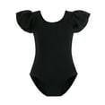 thumbnail image 3 of Stelle Girl's Ruffle Cap Sleeve Classic Ballet Leotard,Toddler Ballerina Gymnastic Outfit Outfits Basic Dance Leotard,Black,2-3T, 3 of 7