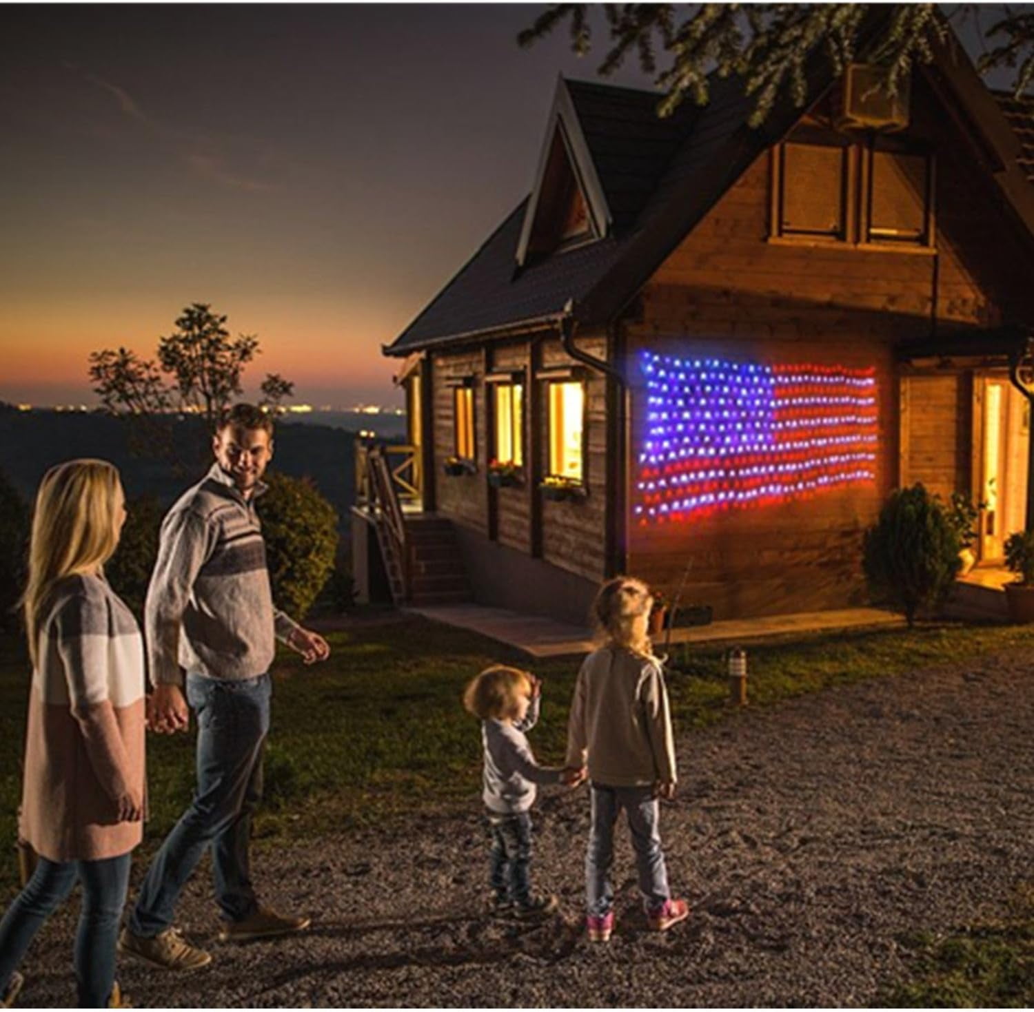 420LED American Flag Net Lights, 4th of July Independence Day Decoration