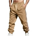 thumbnail image 2 of Ceisia Men Solid Color Loose Casual Pants Elastic Waist Drawstring Sports Gift Work Trousers, 2 of 9