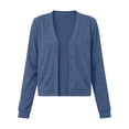 thumbnail image 3 of Vivianyo HD Women's Cropped Cardigan Sweater, Fall Winter Button Down V Neck Long Sleeve Layering Top for Casual Daily Wear, Sizes S-2XL, 3 of 8