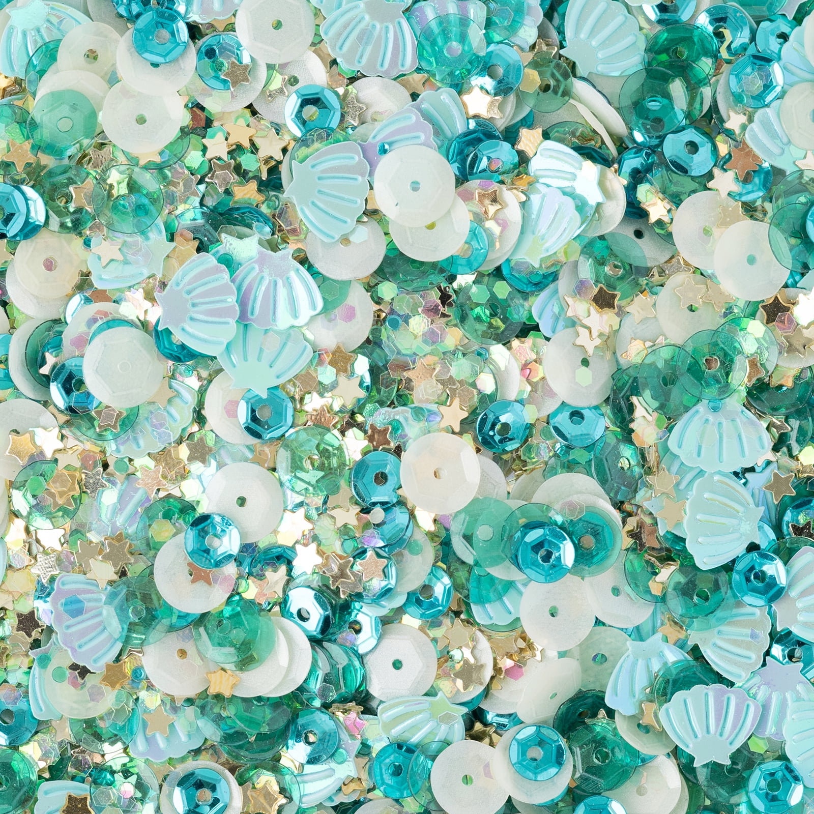 Recollections Mermaid Mix Specialty Sequin Glitter - Blue & Green Plastic Glitter, 1.05 oz Jar, For Paper Crafts & DIY Projects, 12 Pack