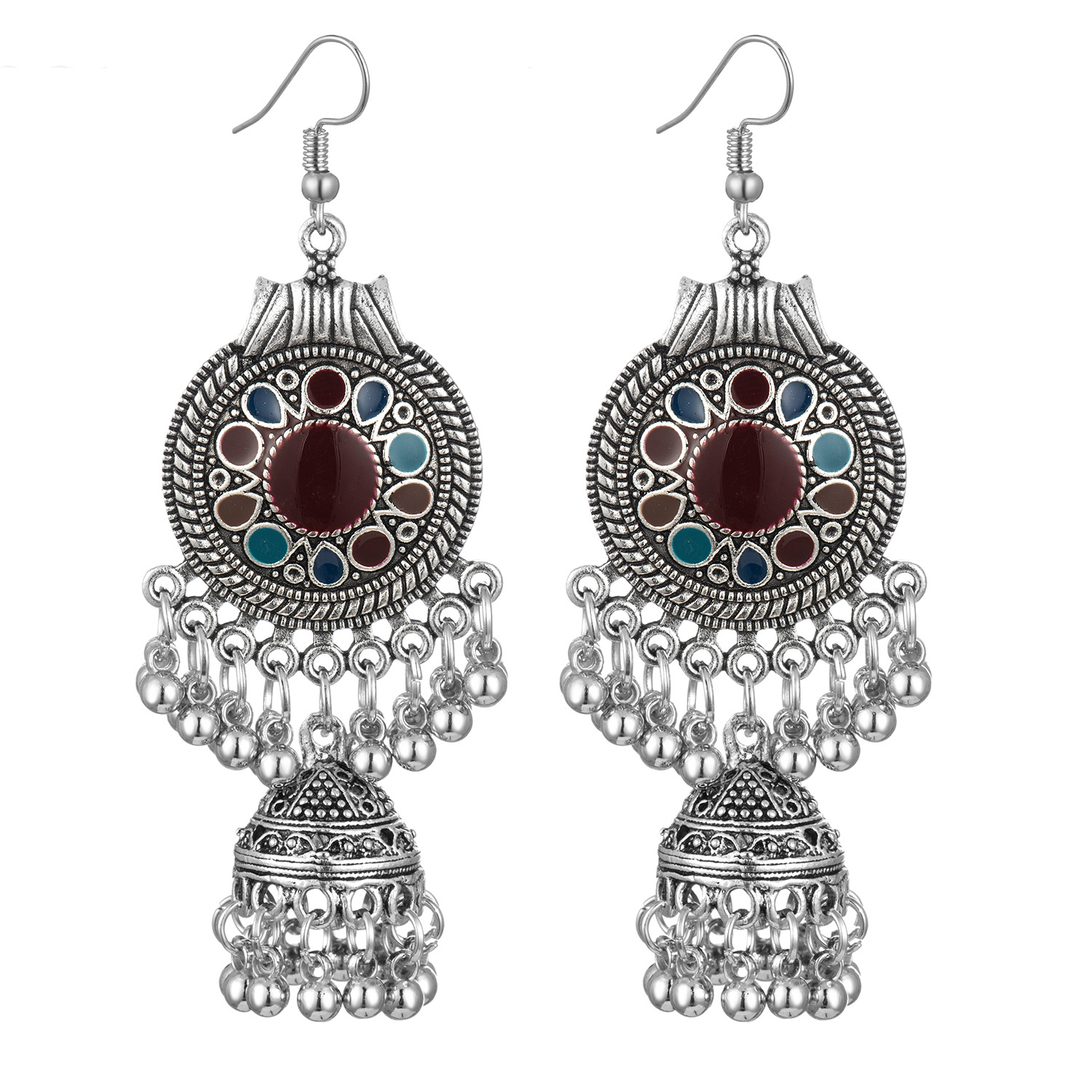 Rush Indian Jewelry Vintage Round Earrings Boho Antique Ethnic Gypsy Bells Pendant Earrings Women's Pendant S838 - image 1 of 1