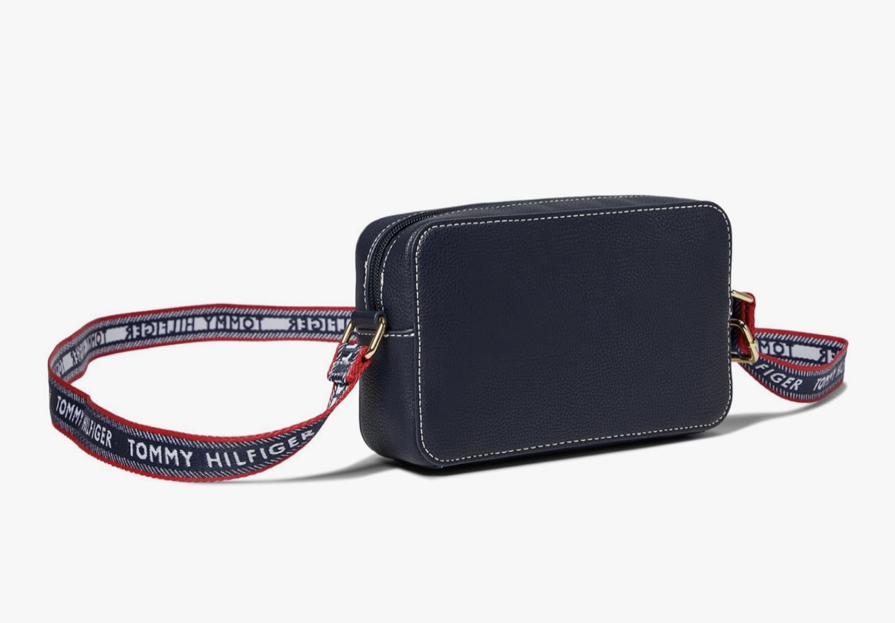 Cámara Bandolera de Cuero Piedra con Correa de Logo para Mujer, Azul Marino 5