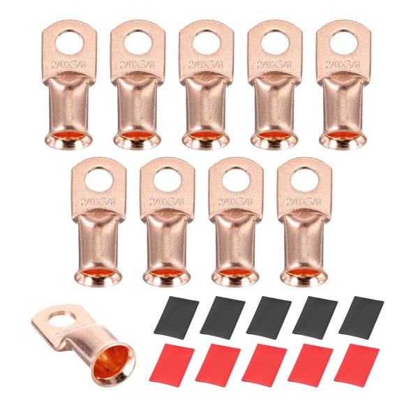 10 Pcs 3/8" Stud 2/0Awg Battery Cable End with 10 pcs 3:1 Heat Shrink