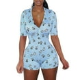 thumbnail image 1 of Femmes Chemise de Nuit Imprimé Floral Profond V-Neck Combinaison à Manches Courtes Pyjama, 1 of 4