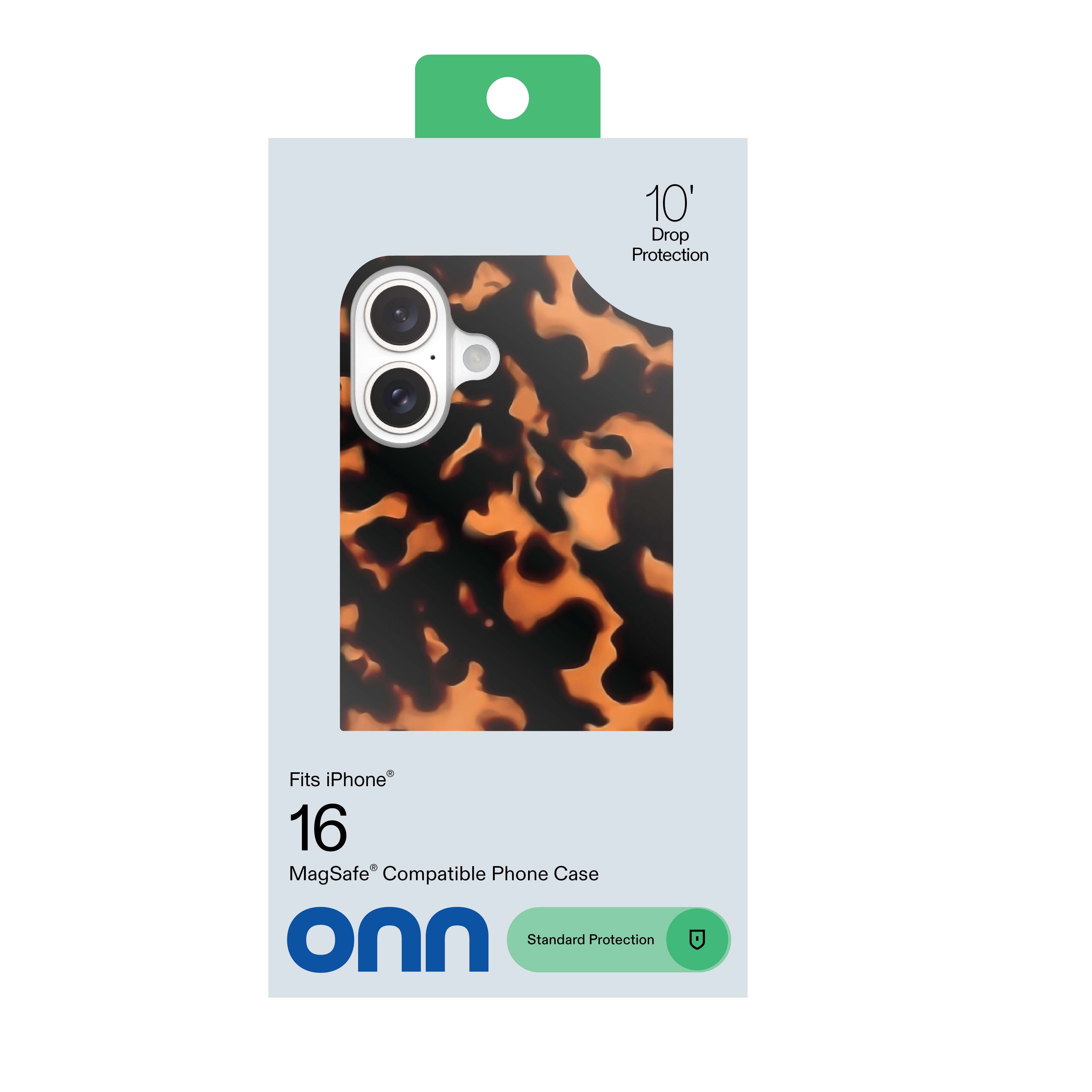 onn Phone Case for iPhone 16, MagSafe Compatible - Tortoise Shell
