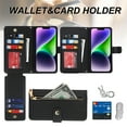 thumbnail image 2 of ELEHOLD Luxury Wallet Case for iPhone 14  6.1" Card Slots Zipper Purse Stand Function with Crossbody Strap Wrist Strap PU Leather Shockproof Case, Black, 2 of 7