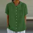 thumbnail image 2 of Women's Casual Button Down Shirt Summer Loose Fit Comfortable Pure Color Turn Collar Pocket Blouse Tops for Daily Outfits, 2 of 2