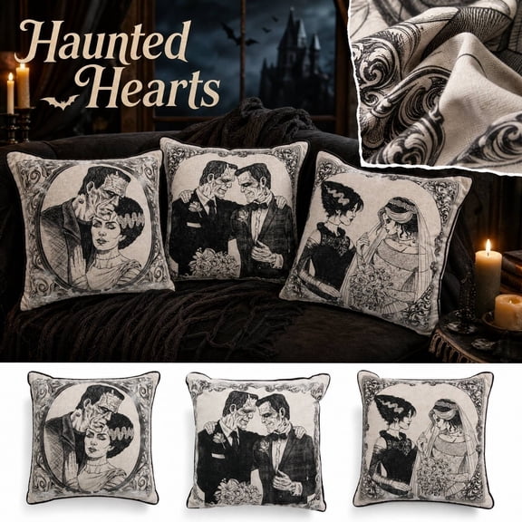 Halloween Decorative Cushion Cover Frankenstein Bride Pattern 18×18in, Soft Polyester Throw Pillow Case for Couch Sofa Bed