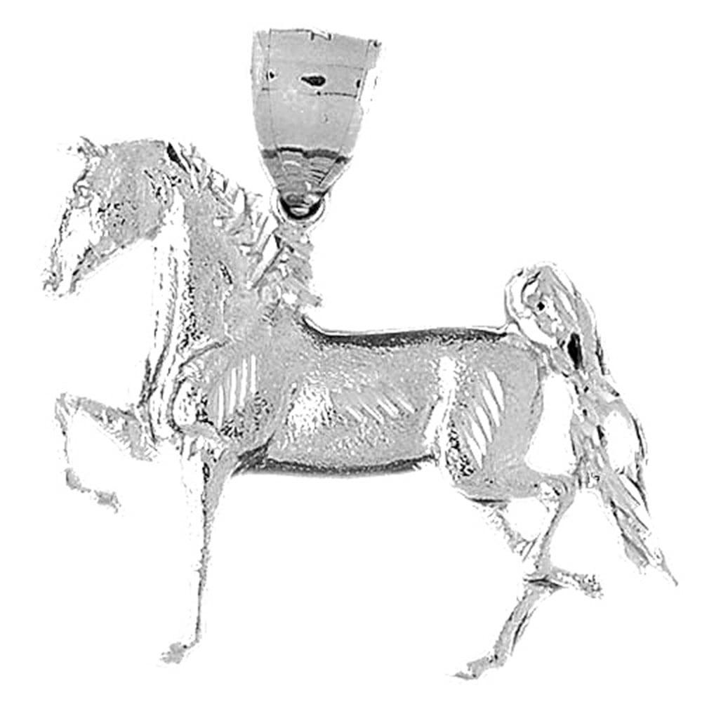 14K White Gold Horse Pendant 41 mm