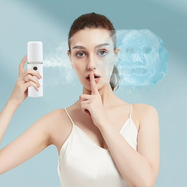 Pulverizador de niebla portátil con carga USB, para el cuidado de la piel, con gran tanque de agua y mini medidor de hidratación.