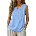 thumbnail image 3 of Tank Tops for Women V Neck Cotton Linen Loose Fit Sleeveless Summer Tops, 3 of 5