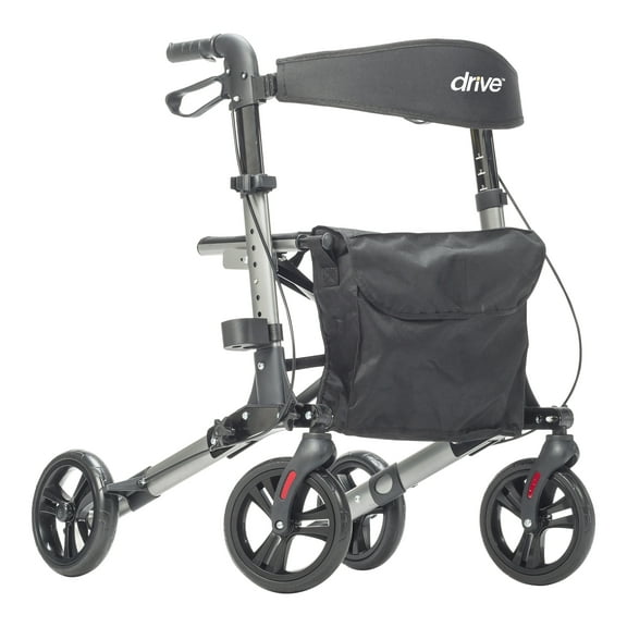 Drive Medical Ultra Compact Folding Rollator Rolling Walker 300 Pound Weight Capacity, Grey