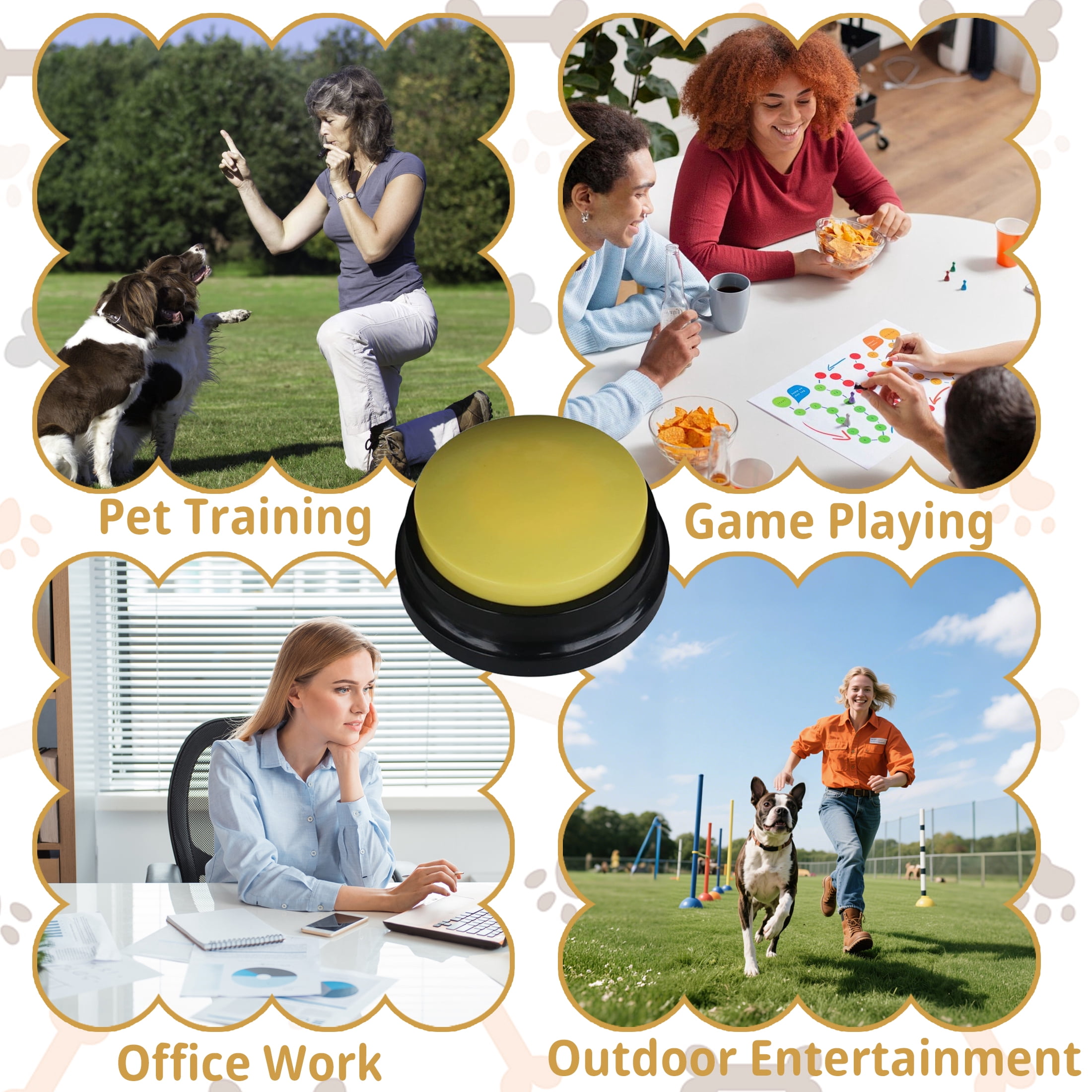 Recordable Dog Training Buttons, Talking Pet Communication Starter Kit, Squeeze Activated Voice Recorder for Dogs and Cats, Interactive Pet Toy