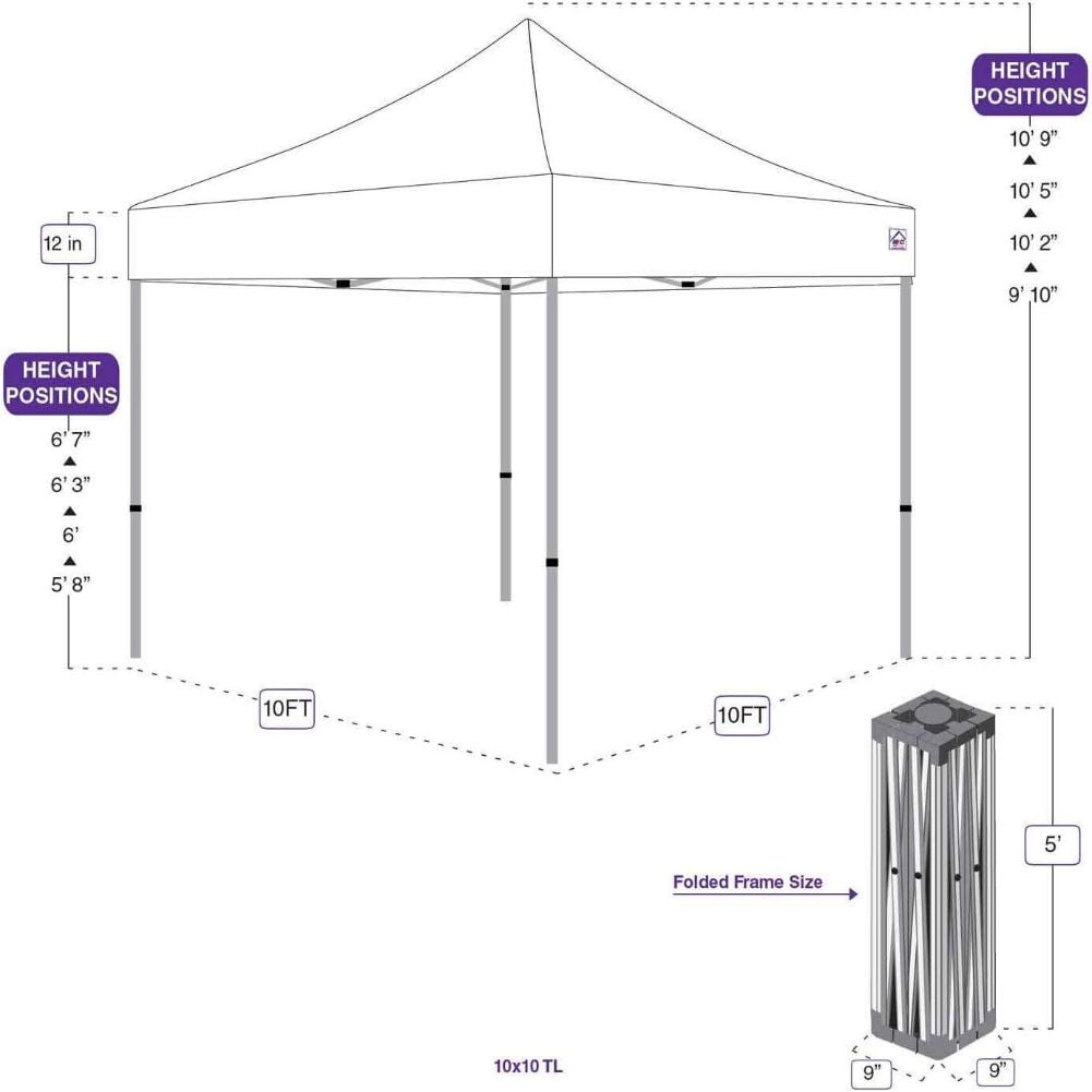 Impact Canopy 10 x 10 Pop Up Canopy Tent, Straight Leg Shelter, Steel Frame, UV Coated, Roller Bag, Royal Blue