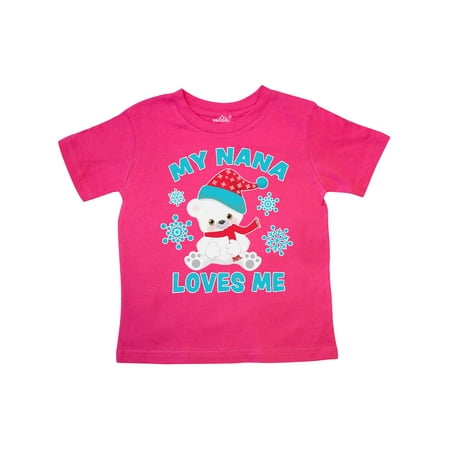 

Inktastic Polar Bear My Nana Loves Me in Santa Hat with Snowflakes Gift Toddler Boy or Toddler Girl T-Shirt