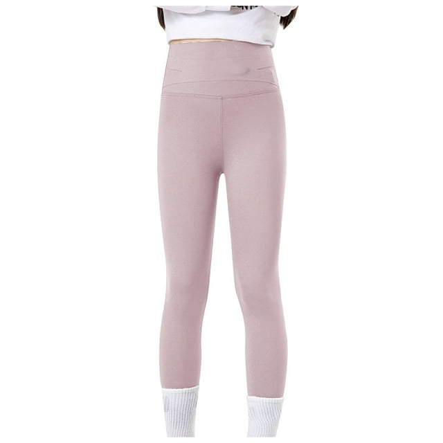 Felwors Spring/summer Kids Pure Color Pants Leggings High Waisted Slim Fit Pants Yoga Pants Out Wear
