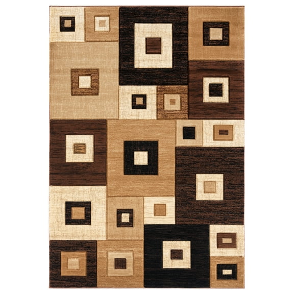 United Weavers Bristol Area Rug 2050 10250 Cicero Brown Cubes Blocks 5' 3" x 7' 6" Rectangle
