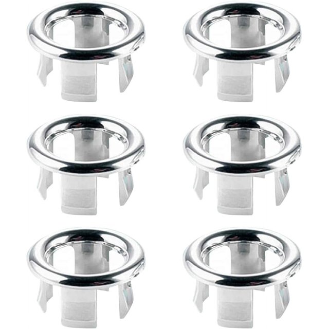 Anillos de desbordamiento de fregadero, 6 piezas Cocina Baño Lavabo Desbordamiento Tapa decorativa redonda de desbordamiento Tapa de tapón de drenaje Insertar en el orificio