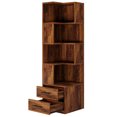 thumbnail image 4 of Fnova 70" Conner Bookcase with 4-Tier Open Display Storage Shelves 2 Drawers, Large Book Shelf Bookcase Bookshelf for Living Room, Home Office, Bed Room, 4 of 21