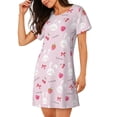 thumbnail image 2 of Vsdgher Love Rabbit Pattern Womens Short Sleeve Sleepshirt Scoopneck Cute Nightdress Ruffle Comfy Nightgown, 2 of 6