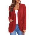 thumbnail image 2 of Urban CoCo Womens' Long Sleeve Knit Sweater Cardigans Curved Hem Open Front with Pockets, 2 of 6
