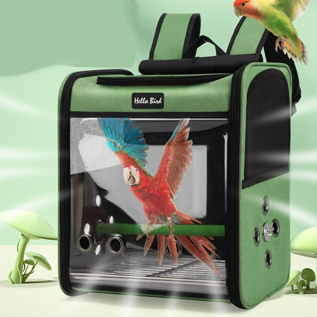 Mochila transportadora para pájaros Fernando Jaula de viaje para mascotas verde