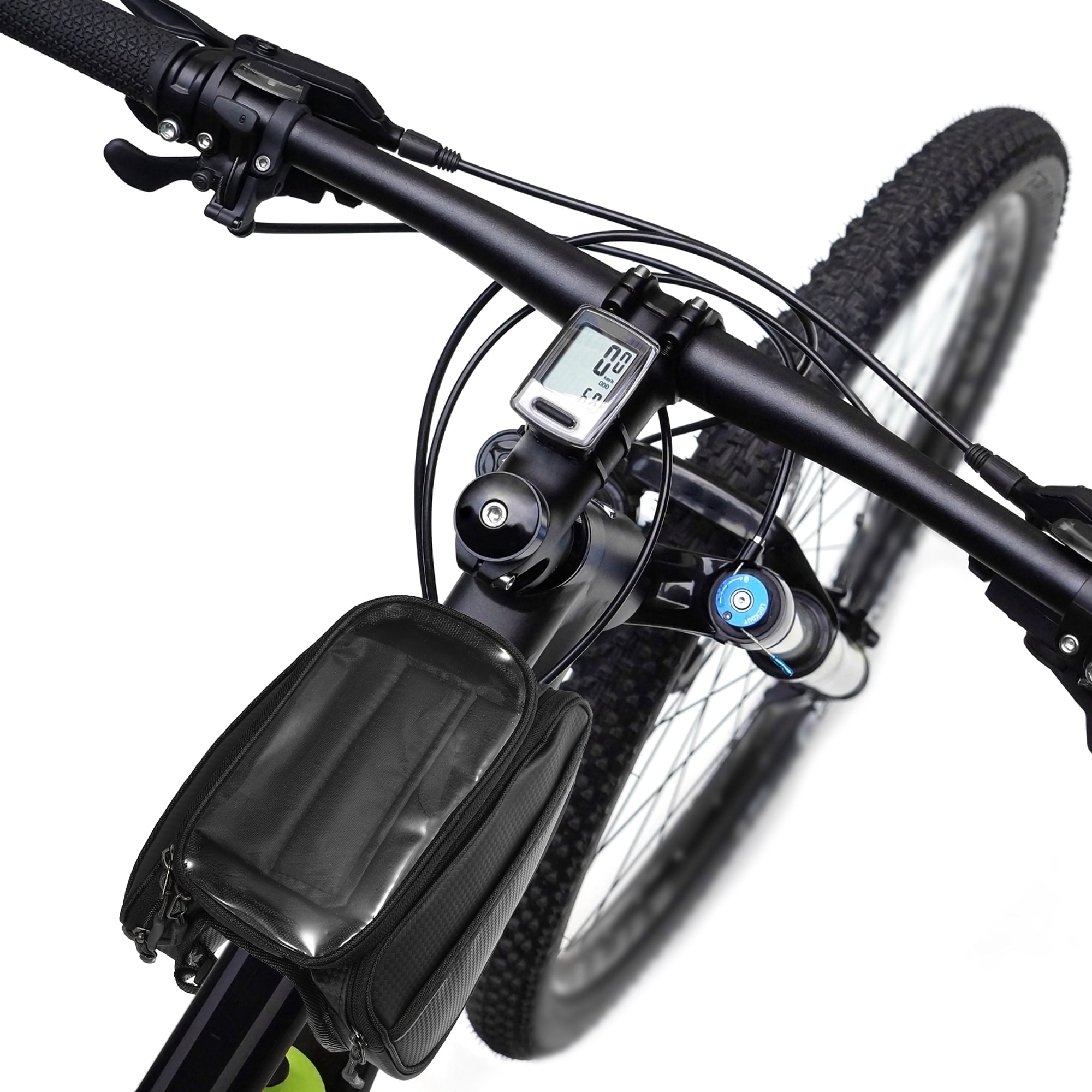 Unique Bargains Bike Front Frame Bag with Touch Screen Phone Holder Black