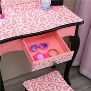 Ktaxon Kids Wooden Vanity Table and Stool Set with 3 Mirrors, Princess Makeup Dressing Table,Childrens Furniture