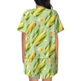 thumbnail image 6 of Fuzoiu Fresh Sweet Corn Print Women's Short-Sleeved Pajama Set,Lounge Sleepwear Set,Womens Pajama Sets 2 Piece,Button-Up Top and Shorts with Pockets-X-Large, 6 of 7