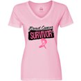 thumbnail image 3 of Inktastic Cool Breast Cancer Survivor Women's V-Neck T-Shirt, 3 of 5