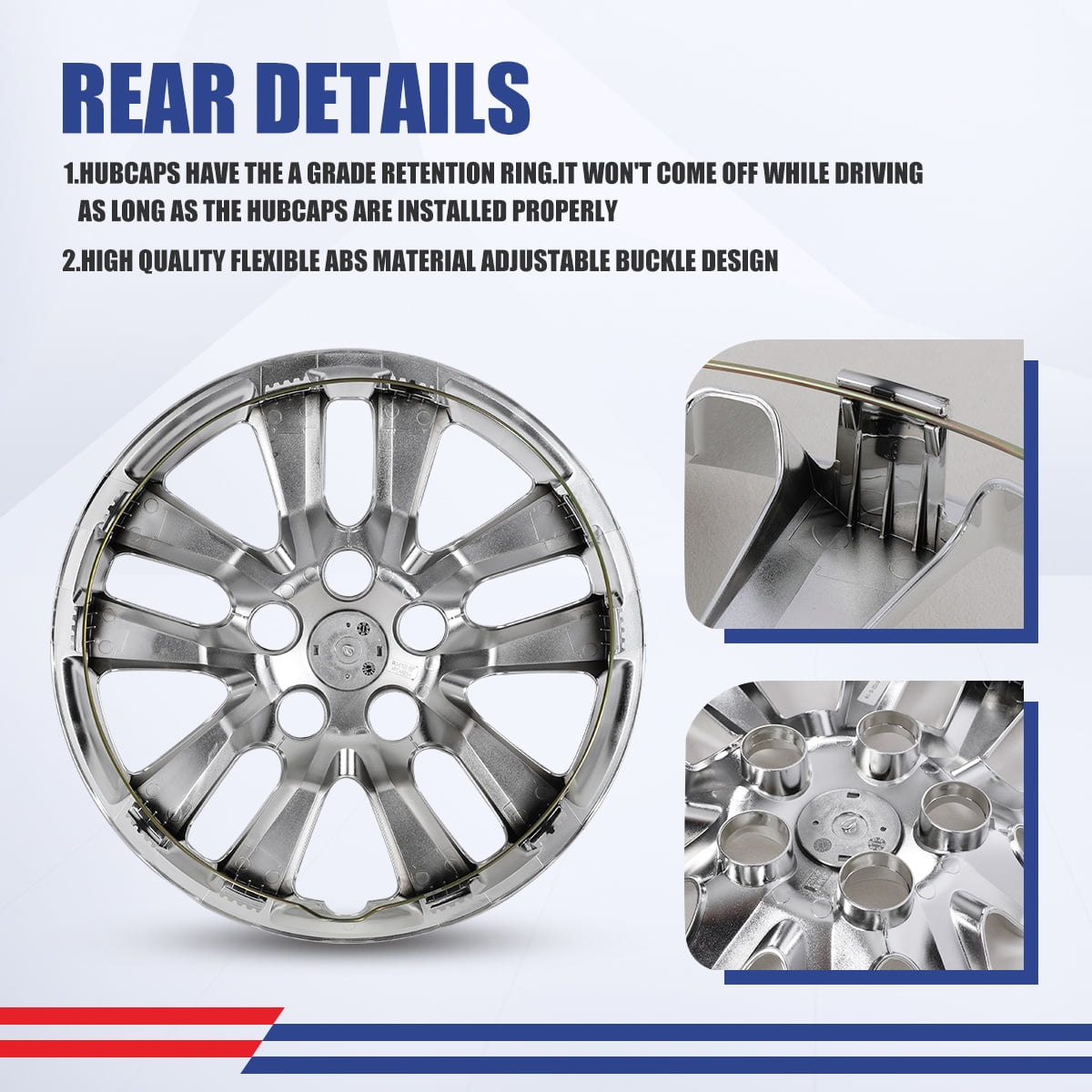 16" Set of 4 Hubcaps Wheel Rims Cover Fit for 2013-2018 Nissan Altima Sedan Compatible with Steel Wheels Snap on Installation(16-inch,Chrome)