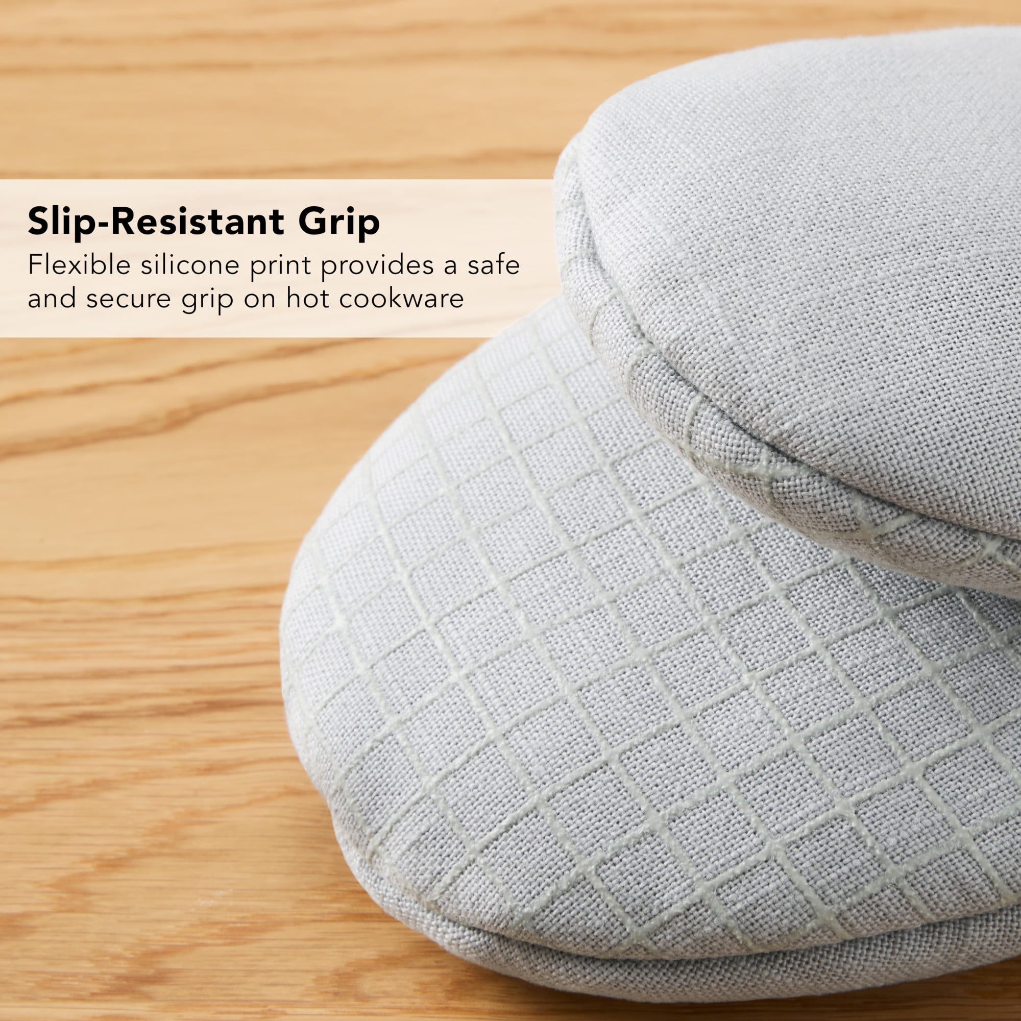 KITCHENAID Gourmet Series Gridlines Mini Oven Mitts 2-Pack Set, Heat Resistant up to 600°F, Soft Silicone Grip, Magnetic Cuff, Matte Grey, 5.5"x9"