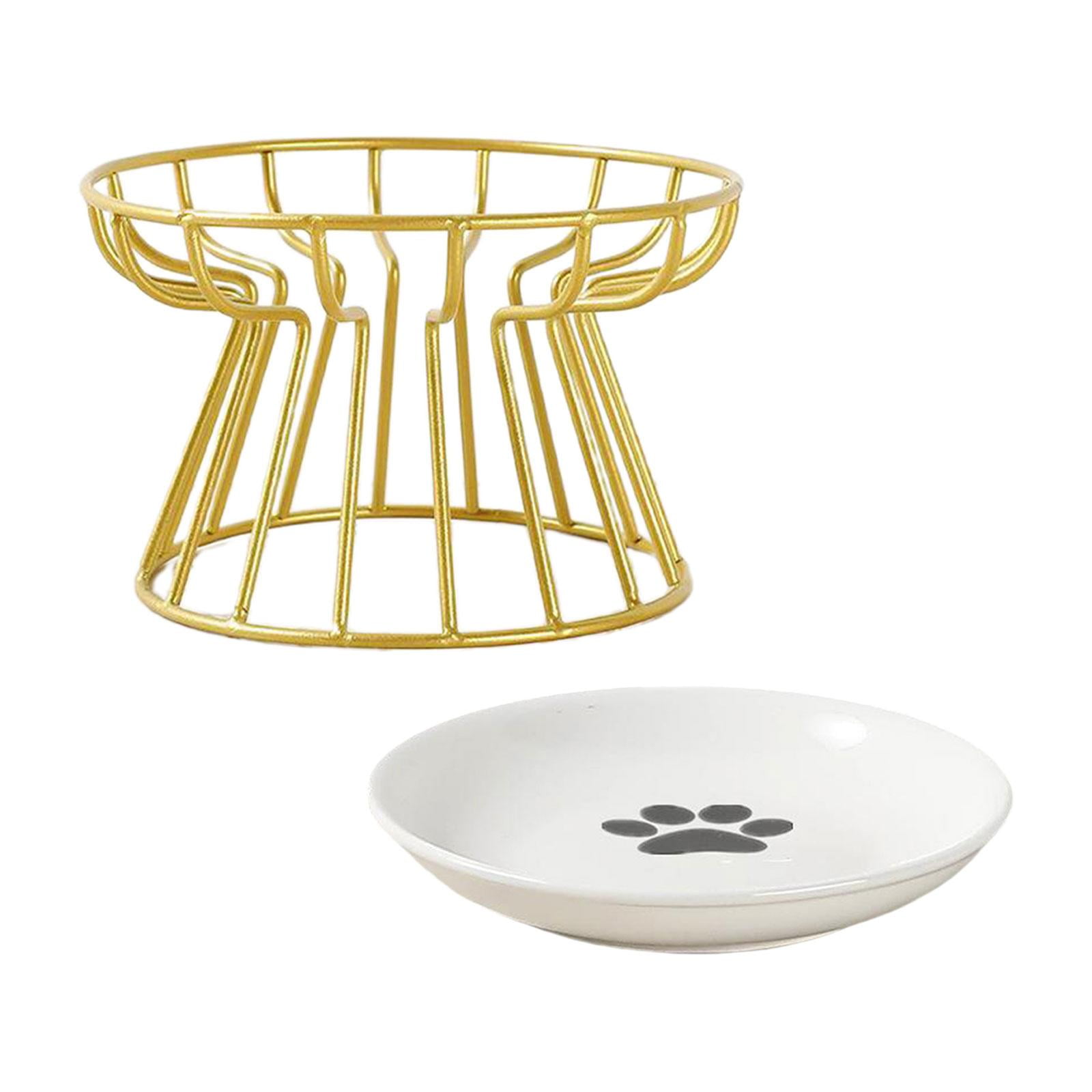 Fzaqwen Ceramic Pet Bowl Food Water & Treats for Cats & Dogs Non-slip Cat Bowls Pet Food Water Bowl Pet Supplies Golden